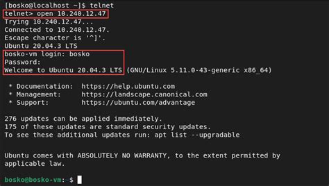 telnet 192.168.1.6.